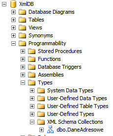 Korzystanie z XML Schema Po utworzeniu kolekcji schem jest ona widoczna w oknie object browser