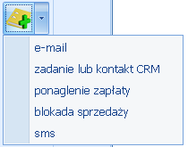 11.1.2.1.1 Formularz schematu windykacji Schemat windykacji jest tworzony przez operatora zgodnie z indywidualnymi preferencjami, w skład schematu może wchodzić wysłanie do kontrahentów wiadomości