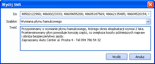 6. Grupowe wysyłanie wiadomości System Integra 7 umoŝliwia wysyłanie wiadomości SMS i E-mail nawet do kilku tysięcy kontrahentów jednocześnie. Taka korespondencja moŝe być zastosowana np.