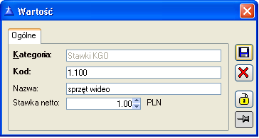 Wartości KGO są możliwe do określenia dla karty towaru typu Towar/Produkt. Dla pozostałych typów pola dotyczące KGO są niewidoczne. Rysunek 119.
