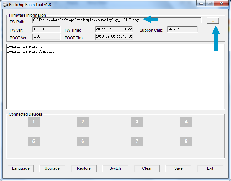 6 / 8 3. Changing firmware: Zmiana oprogramowania: Open RKBatchTool.exe, choose image file.