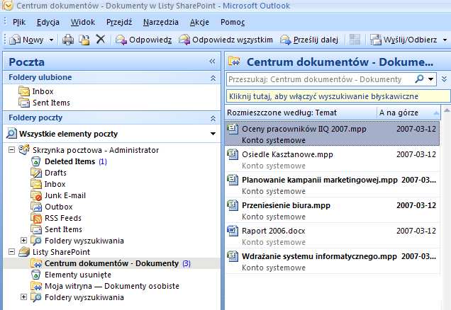 Strona 4 z 5 Rys. 4. Łączenie listy z programem Outlook.