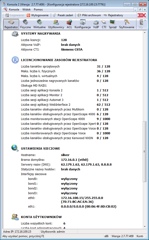 Rozdział 4: Opis funkcji programu 4.8.1 Rejestrator Panel Rejestrator pokazuje się domyślnie zawsze po uruchomieniu modułu Konfiguracja rejestratora. Okno to służy wyłącznie do podglądu parametrów.