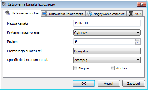 Rozdział 4: Opis funkcji programu Ustawienia ogólne Zakładka pozwala na ustawienie podstawowych parametrów kanałów: Nazwa kanału parametr dodawany w celu łatwej identyfikacji kanału w systemie -