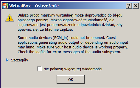 Pojawi się pytanie o napęd, z jakiego maszyna ma korzystać. Klikamy Uruchom.