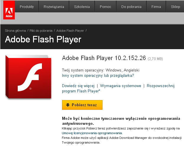 - 4 - Aby pobrać Adobe Flash Player należy: 1.