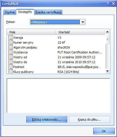 Zaznaczamy zaimportowany certyfikat, klikamy Wyświetl. - 8 - Rysunek 14.