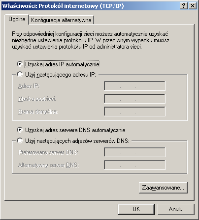 Dzial Sieci Teleinformatycznych 13 Dostęp bezprzewodowy do USK PP wersja 2009100202 Krok. 1. Zaznaczamy protokół TCP/IP. Krok. 2. Wybieramy zakładkę Właściwości. Rysunek 14.