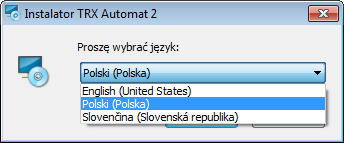 Automat 2 Podręcznik użytkownika 2.1.2 Wybór języka Po uruchomieniu programu instalacyjnego pojawi się okno wyboru języka instalatora.