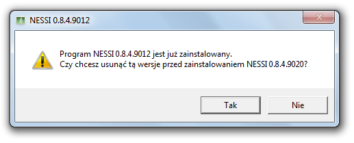 zainstalowane składniki NESSI. To zakończy Instalację. Po instalacji nie jest wymagany restart komputera.
