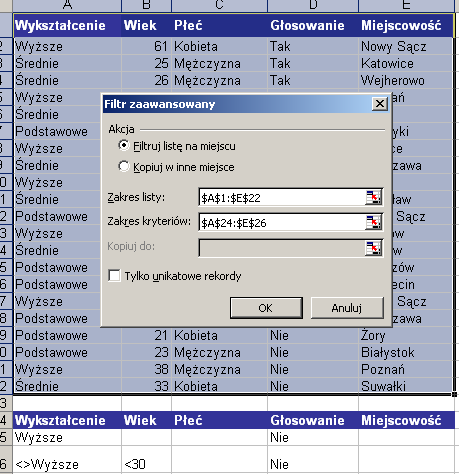 1.10 Zadanie problemowe Otwórz plik: 2. Manipulacja danymi.xls, i przejdź do arkusza Zadanie 3.