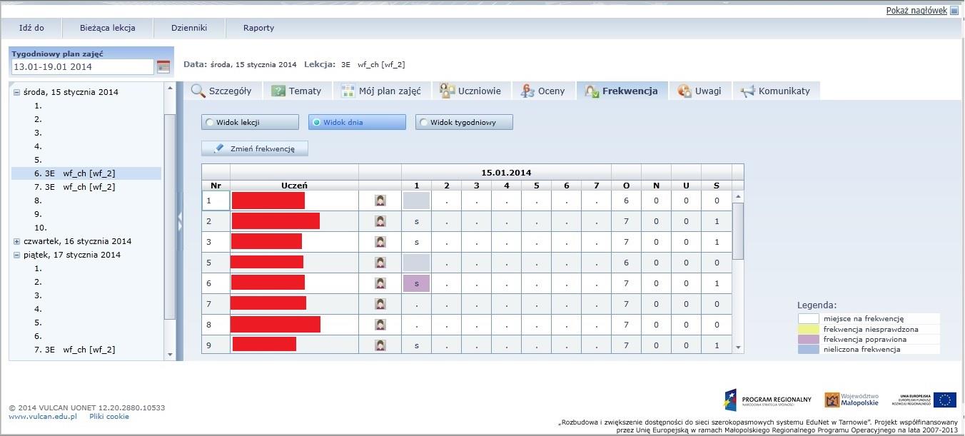 Dziennik elektroniczny - frekwencja proste