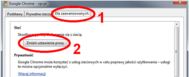 4. Szczegółowa konfiguracja przeglądarki Chrome Aby dostać się do baz danych z domu przy użyciu przeglądarki Chrome muszą Państwo uruchomić przeglądarkę, a następnie kliknąć znajdującą się w prawym