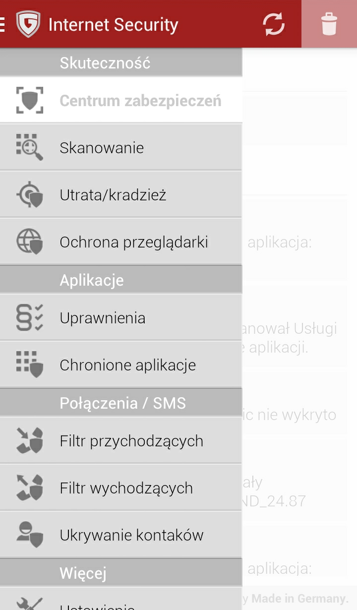 Widoki menu Internet Security 10 Po włączeniu trybu białej lub czarnej listy możesz dotknąć ikonę kłódki u góry aby edytować listę. W celu dodania numeru do listy dotknij ikonę z plusem.