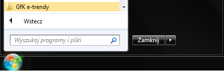 Odinstalowanie w systemach Windows XP, Windows Vista, Windows 7 Aby usunąć program GfK e-trendy prosimy z menu