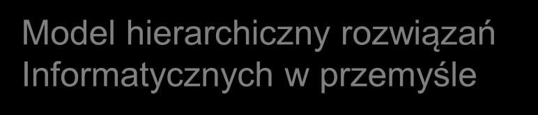 Model hierarchiczny rozwiązań Informatycznych w przemyśle SYSTEM ZARZĄDZANIA PRZEDSIĘBIORSTWEM ERP ZARZĄDZANIE FINANSAMI ZARZĄDZANIE PROJEKTAMI ZARZĄDZANIE RELACJAMI Z KLIENTAMI (CRM) ZARZĄDZANIE