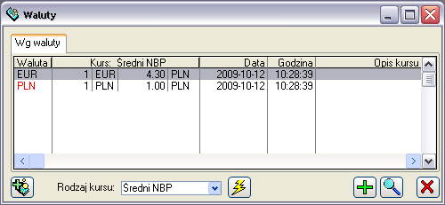 2.5.2 Waluty Lista walut Rys. 2.114 Bank, zakładka Dodatkowe. W oknie wyświetlona jest lista walut, w jakich mogą być rejestrowane transakcje w systemie Comarch ERP XL.