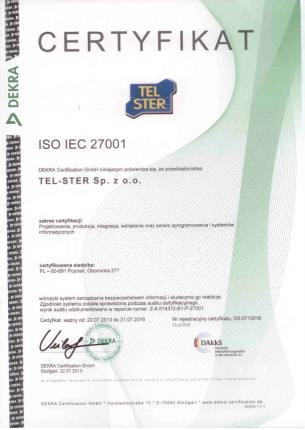 Nagrody i certyfikaty Kwiecień 2005 Złoty Medal Międzynarodowych Targów AUTOMATICON 2005 Maj 2006 wdrożenie systemu zarządzania jakością zgodnie z normą ISO 9001 Luty 2007 Najlepszy Dostawca IT dla