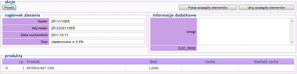 16.6.8 Produkcja Strona składa się z następujących sekcji: Wyszukiwarka Lista zleceń produkcyjnych 16.6.8.1 Wyszukiwarka Do wyszukiwania zleceń produkcyjnych można posłużyć się wyszukiwarką.