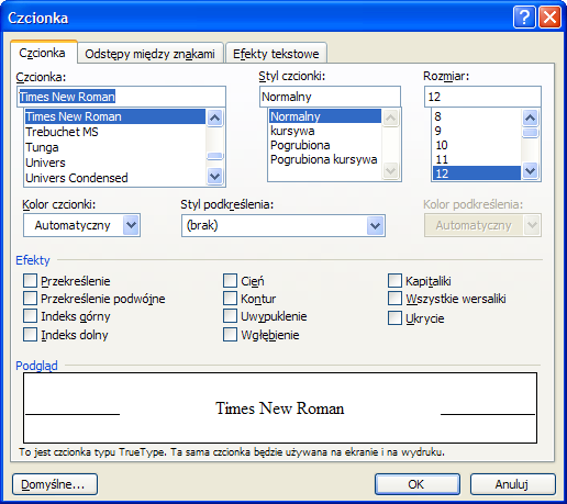 Inne elementy okien w systemie Windows Pole listy Zakładka (aktywna)