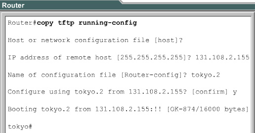 1. 2. Za pomocą polecenia copy tftp running-config przejdź do trybu konfiguracyjnego. W odpowiedzi na pytanie systemowe wybierz sieciowy plik konfiguracyjny lub plik hosta.