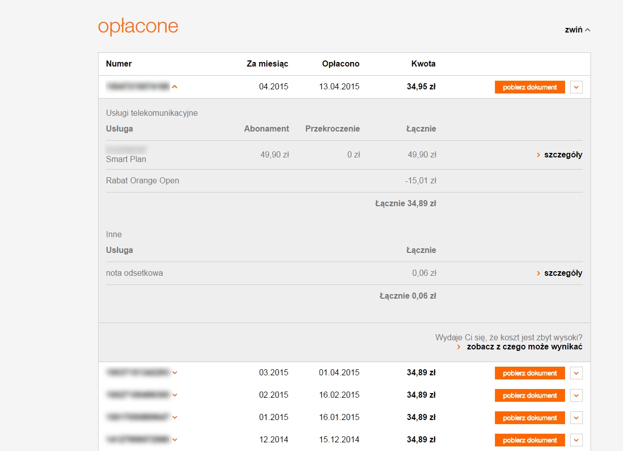 Jakie opłaty są na mojej fakturze? Możesz zapomnieć o rachunkach papierowych, bo rachunki zbieramy dla Ciebie w serwisie Mój Orange. Tu również możesz szybko i wygodnie opłacić swoje rachunki.