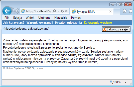 zbiorczym zgłoszenia (natomiast każda sztuka otrzymuje unikalny numer pozycji zgłoszenia ).