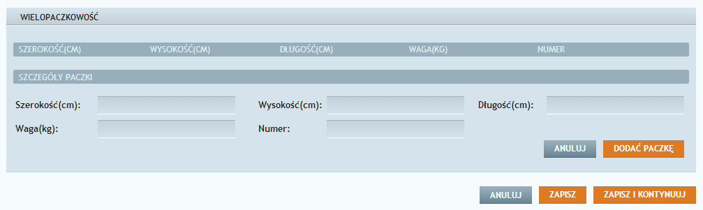 Rys. 22 Wybieranie metod i kosztów dostawy Krok 5 Jeżeli zamówione produkty nie mieszczą się w jednej paczce, należy ustawić opcję Wielopaczkowości.