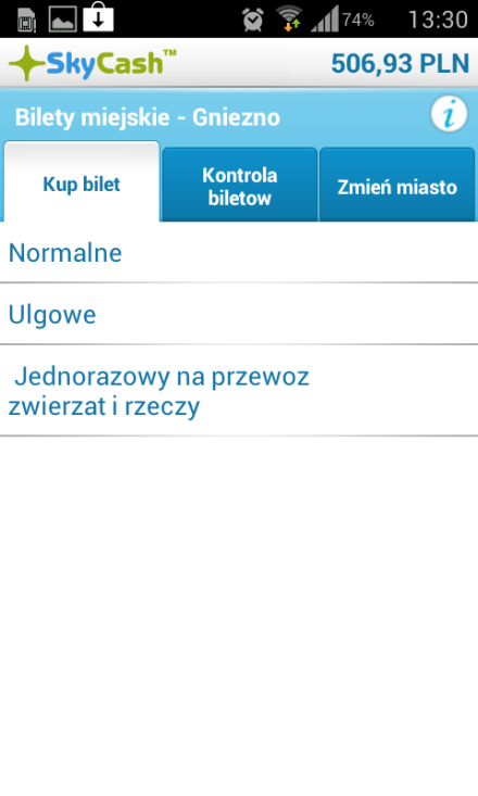 3. Wybierz Gniezno (Wyboru operatora należy dokonać przy pierwszym zakupie.