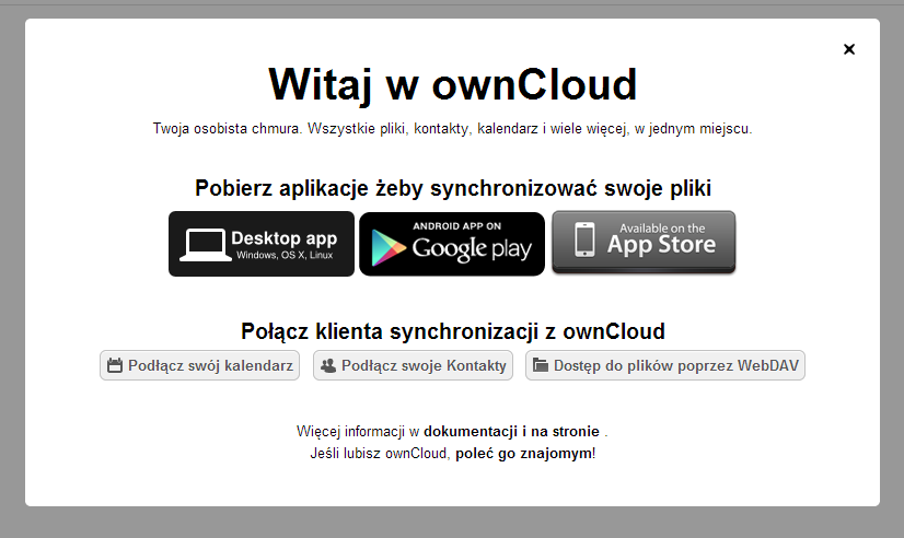 Instrukcja obsługi owncloud w SKYDAY. 1. Pierwsze logowanie Udaj się na stronę http://cloud.skyday.eu (lub tymczasowy https://cloud.pwmumble.