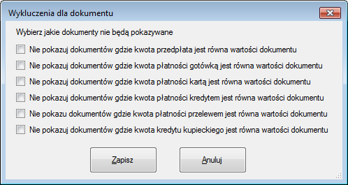 Paragony imienne (PA) po zaznaczeniu importowane będą faktury sprzedaży wystawiane w Subiekcie Wykluczenia dla PA pozwala na wybranie wykluczeni dla pobieranych dokumentów PA Zamówienie od klienta