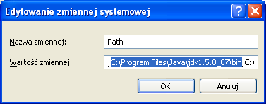 Ustawianie zmiennych systemowych Aby móc korzystać z narzędzi Javy (kompilator, uruchamianie programów itd.