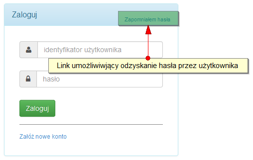 2.3 Resetowanie hasła Aby odzyskać hasło do portalu, należy kliknąć na link Zapomniałem hasła znajdujący się na stronie logowania do systemu.