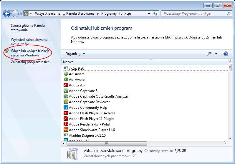 3.3.1.3 Windows 7 W celu instalacji Internetowych usług informacyjnych (IIS) należy przejść do Panelu Sterowania.