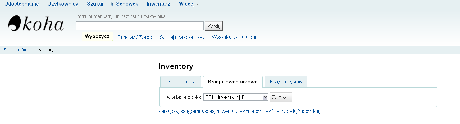 Gromadzenie w systemie KOHA Inwentarz drukowany do 2015 roku