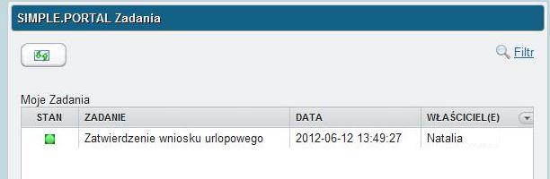 2.6.2. Potwierdzanie i zatwierdzanie wniosku urlopowego. W oknie głównym portalu oraz w oknie z wnioskami, dodana jest lista zadań do akceptacji przez osobę zastępującą oraz przełożonego.