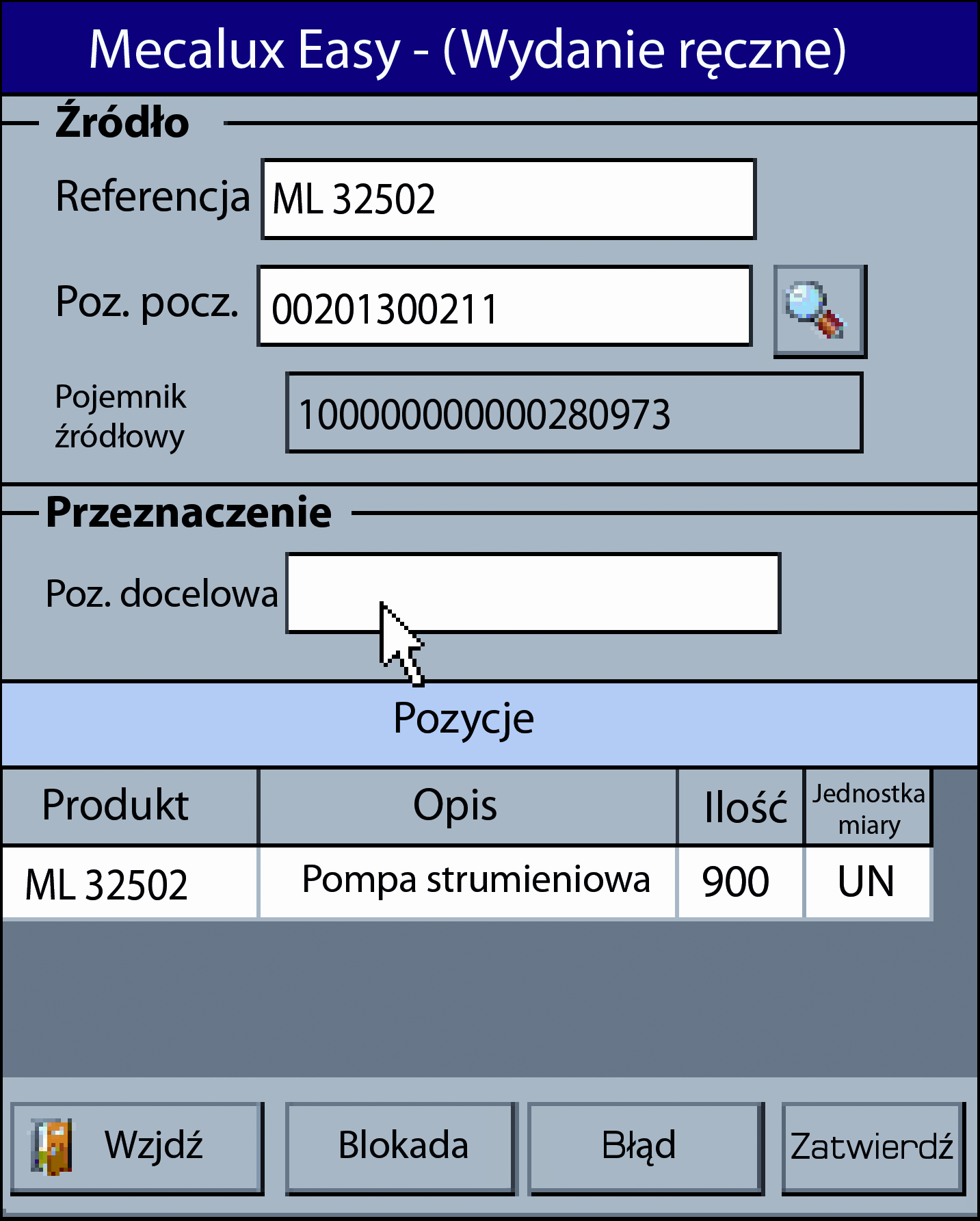 WYDANIA Tryb ręczny Operator posługuje się w tym przypadku listą (zazwyczaj drukowaną na papierze z systemu ERP) materiałów, które naleŝy