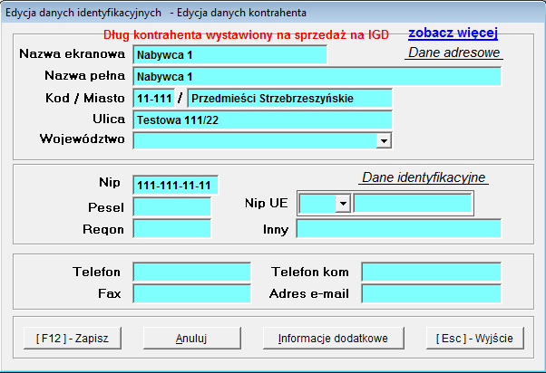 MONITORING KONTRAHENTÓW - komunikaty Podczas