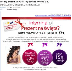 EMAIL MARKETING WYSYŁKA MAILINGU INFORMACJE AKCJI SPECJALNEJ KONKURSIE TEKST