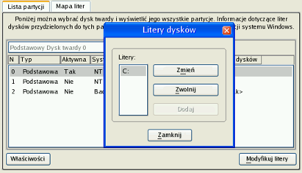 52 9. Kliknij przycisk Modyfikuj litery, aby skorygować istniejącą literę dysku lub przydzielić nową literę w rejestrze systemowym Windows. 10.