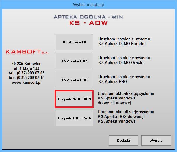 wersji wykonywane są przez instalator systemu. Po uruchomieniu instalatora z pliku START.