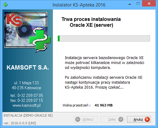 W powyższym oknie mamy jeszcze możliwość pominięcia instalacji serwera Oracle XE.