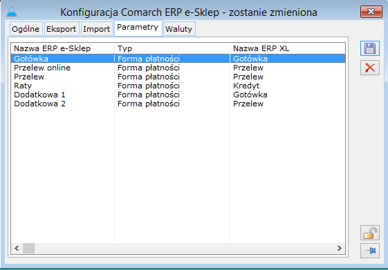 2.3.3 Konfiguracja Comarch ERP e-sklep, zakładka: Eksport Na zakładce określone są parametry konfigurujące eksport danych z Comarch ERP XL do Comarch ERP e-sklep.