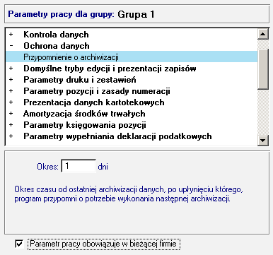 Symfonia Mała Księgowość 2013 7 Definiowanie parametrów pracy dla firm w grupie W oknie Parametry pracy dla grupy wprowadzone zostało pole wyboru Parametr pracy obowiązuje w bieżącej