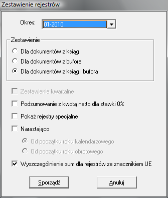 Symfonia Finanse i Księgowość 17 / 21 Dla raportu Zestawienie rejestrów VAT dodano parametr, pozwalający na wyszczególnienie na raporcie informacji o sumach z rejestrów ze znacznikiem UE.