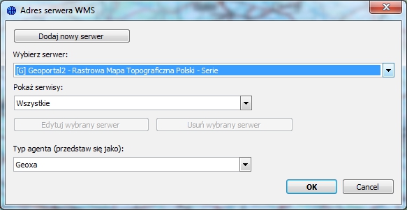 Rys.5 wybór serwera W następnym kroku pozostaje już tylko ustawić właściwości warstwy Rys.