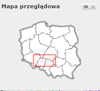 Wskazówka: Okno mapy przeglądowej można przesunąć w wybraną część okna aplikacji. Mapa przeglądowa znika nieużywana po kilku sekundach.