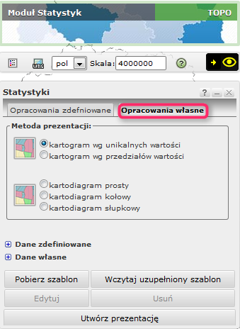 4. Moduł Statystyk Geoportalu Moduł Statystyk to uniwersalne narzędzie umożliwiające użytkownikowi kartograficzną prezentację danych statystycznych.