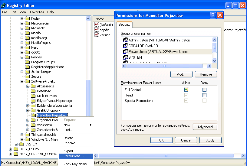 2.2. Prawa do modyfikacji pliku C:\PDOXUSRS.NET Program tworzy i modyfikuje plik C:\PDOXUSRS.