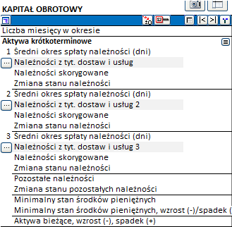 Wybierz opcję Określ i ile podgrup utworzyć (2-5): Kliknij OK i w tabeli Kapitału obrotowego zostaną utworzone 3 podgrupy: Dla każdej